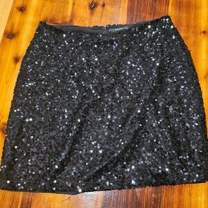 Tahari Black Sequin Mini Skirt Size 12